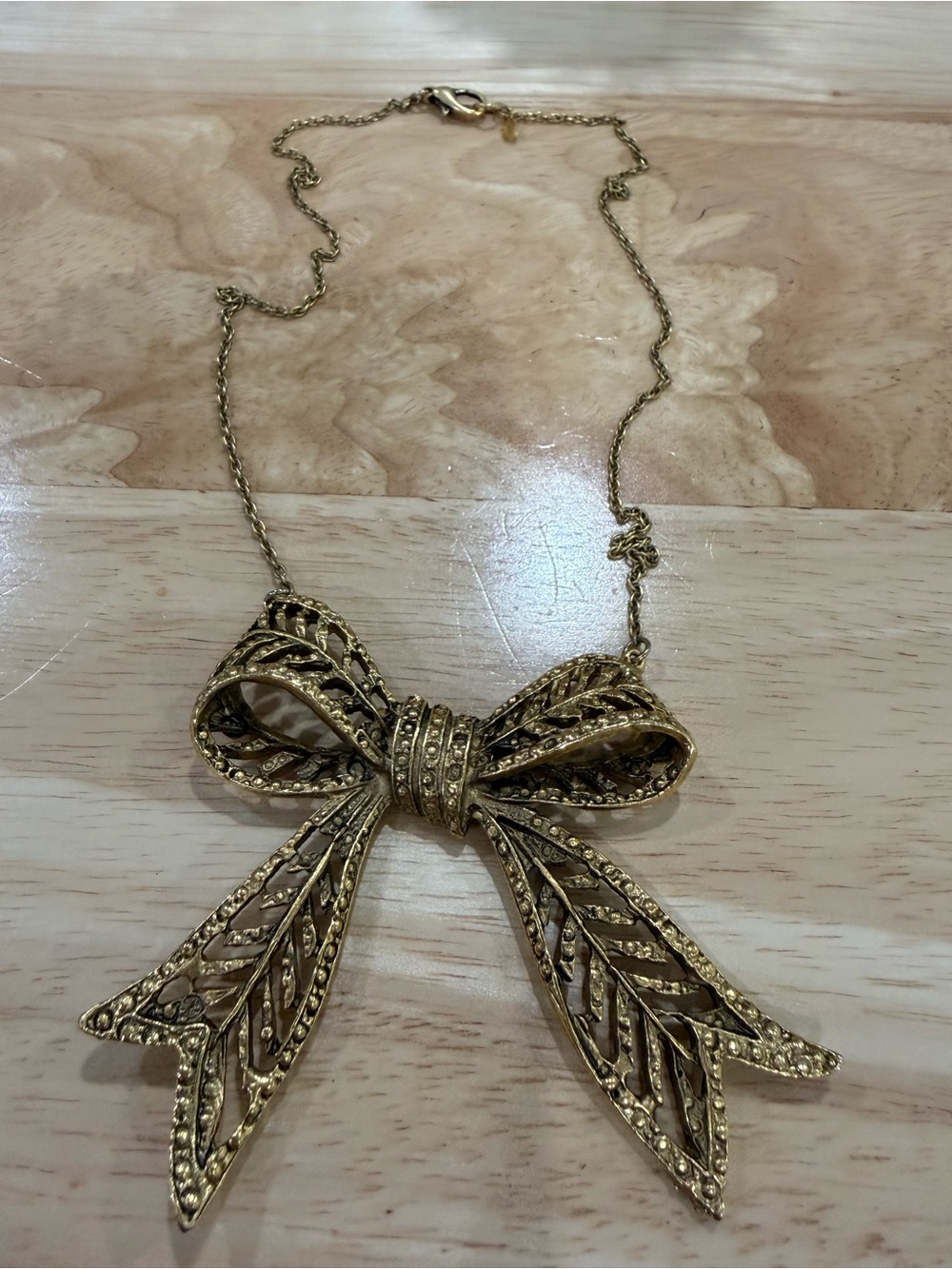 Gold Bow Pendant Necklace - Women's Fashion Jewelry